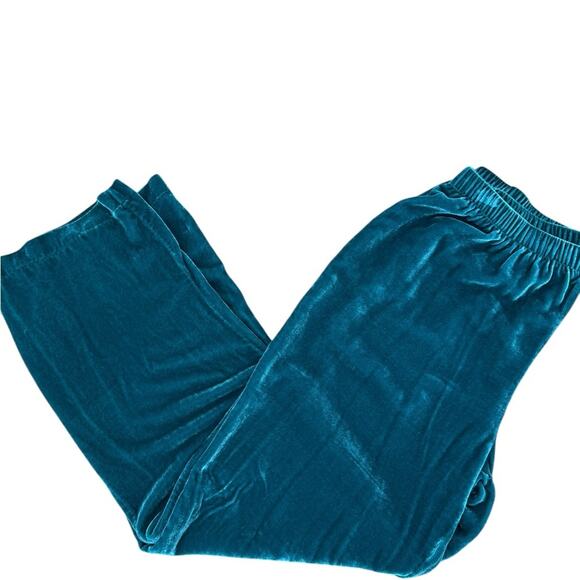 Soft Surroundings Emerald Green Velvet Pants Pull-On size Small Petite - Picture 3 of 4